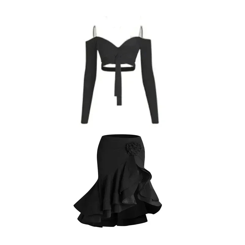 COMPLETO DA BALLO LATINO NERO - ELEGANZA IN MOVIMENTO!