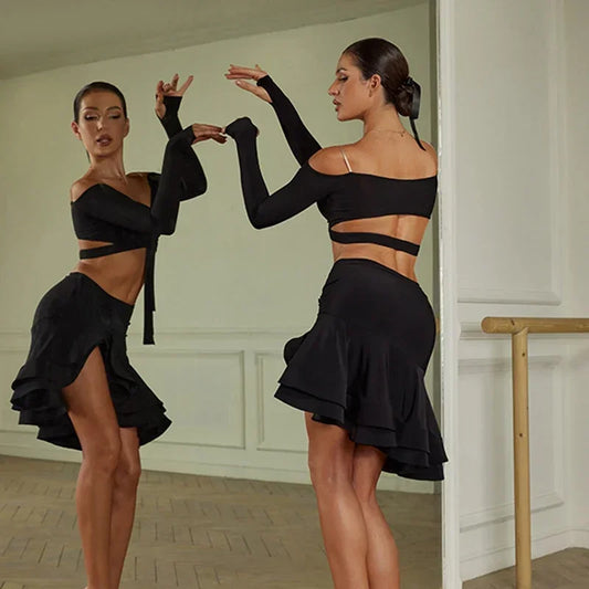 COMPLETO DA BALLO LATINO NERO - ELEGANZA IN MOVIMENTO!