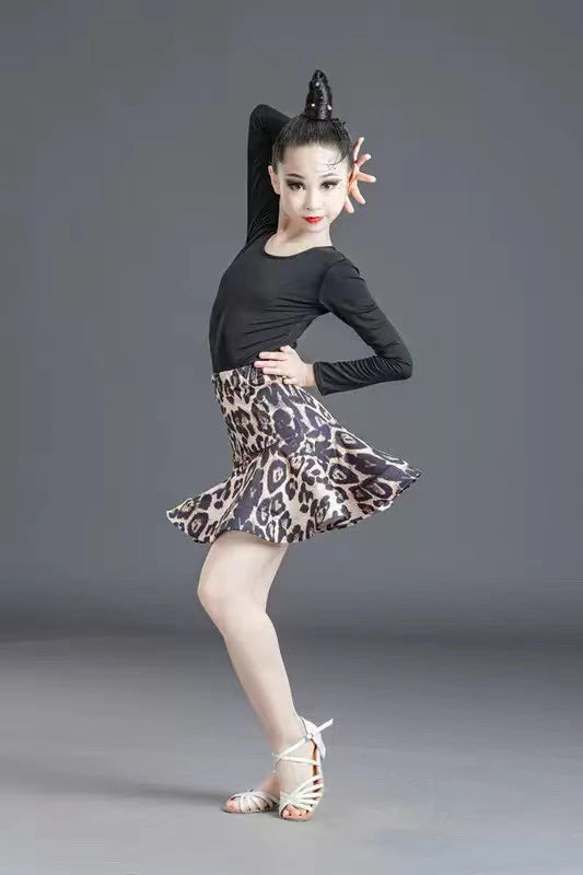 Completo Baby - Gonna Leopardata - Top Nero