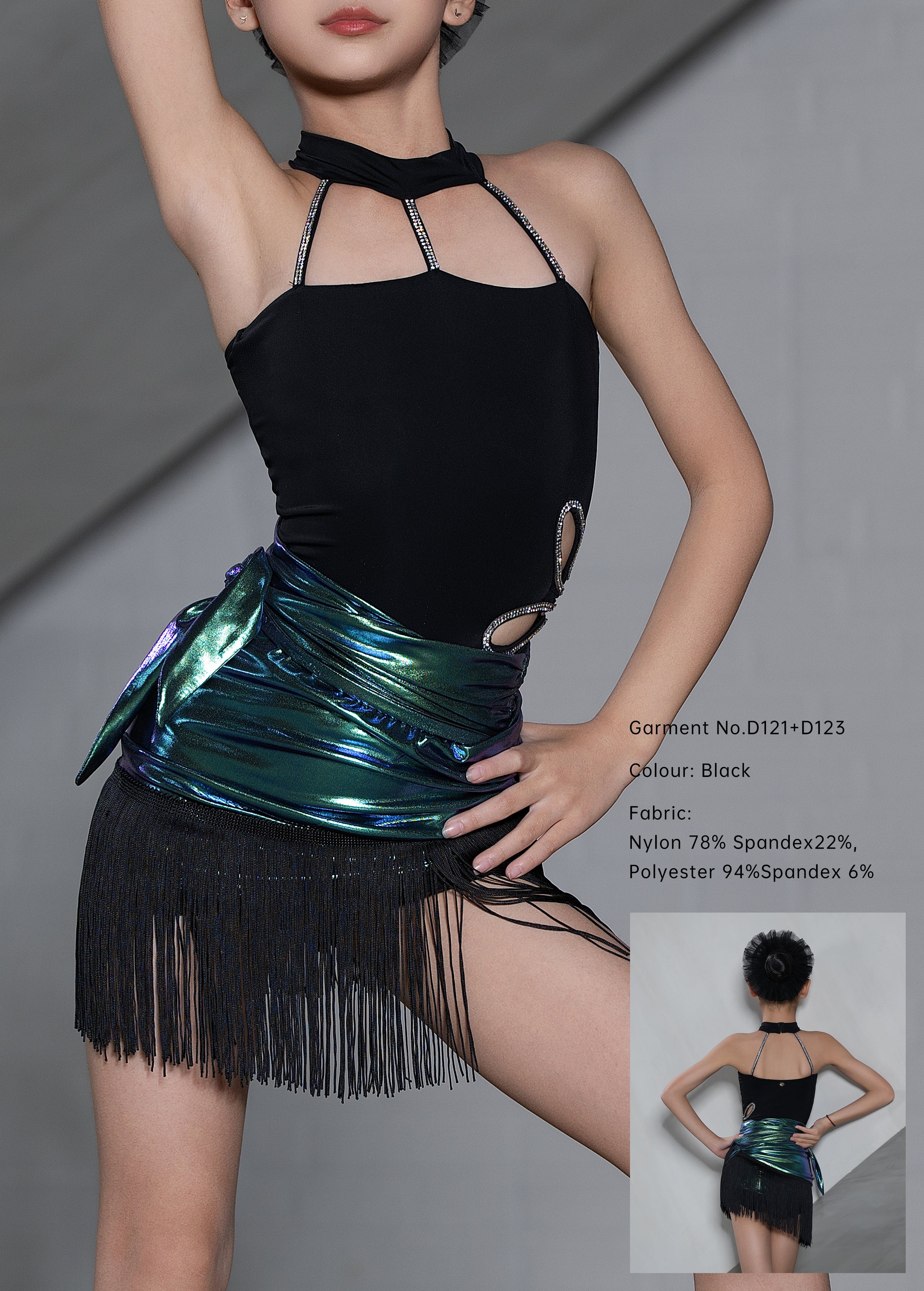 SET TOP NERO E GONNA FLUO U DANCE MOD. D121+D123